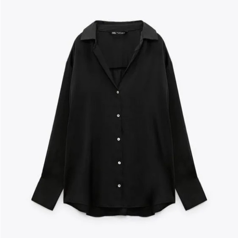 Zara Black Satin Effect Shirt